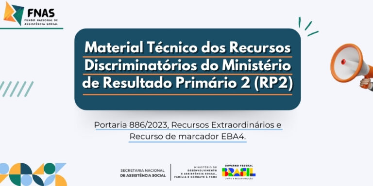 ORIENTAÇÕES SOBRE A UTILIZAÇÃO DOS RECURSOS PROVINIDENTES DO RESULTADO PRIMÁRIO 2 (RP2) – PORTARIA MDS Nº 886/2023